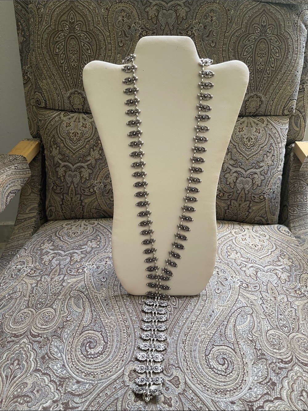 Elegant Silver Plated Indian Style Long Necklace